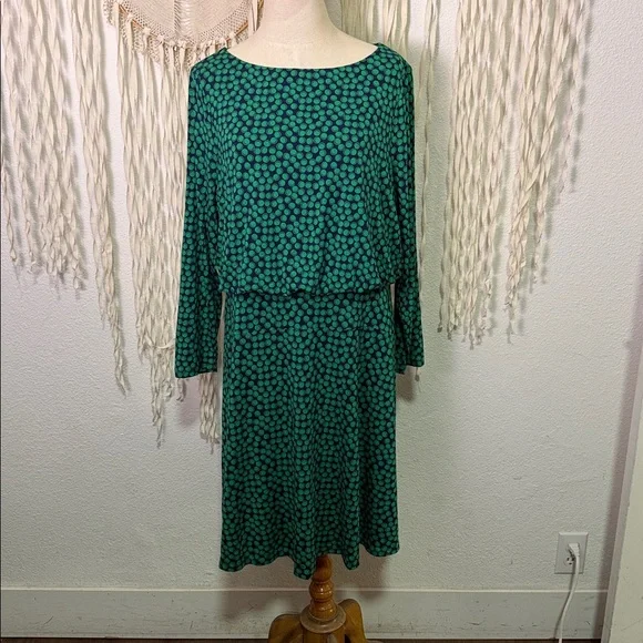 Boden NWT Green and Navy Polka Dot Dress Size 14R - Picture 2 of 12